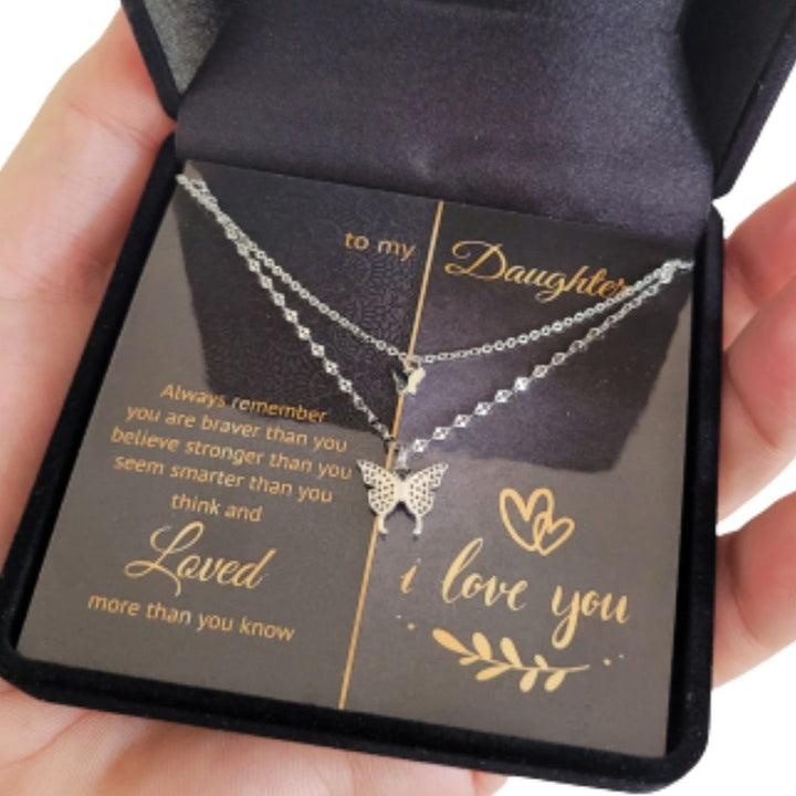 To My Daughter - Always Remember - Two Butterfly Necklace