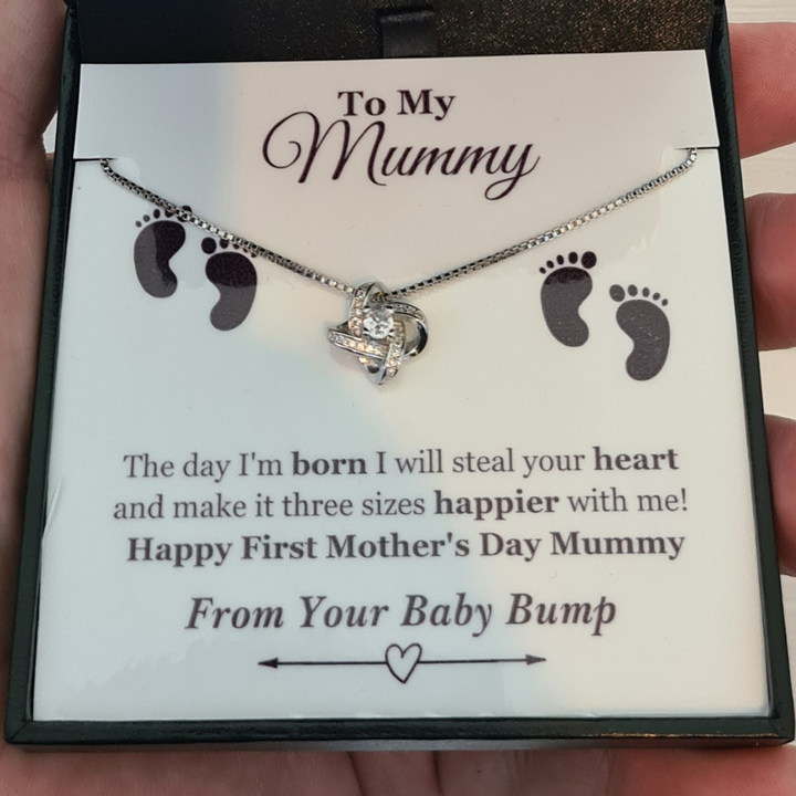 To My Mummy - From Your Baby Bump - Happy Mother's Day Loveknot Necklace