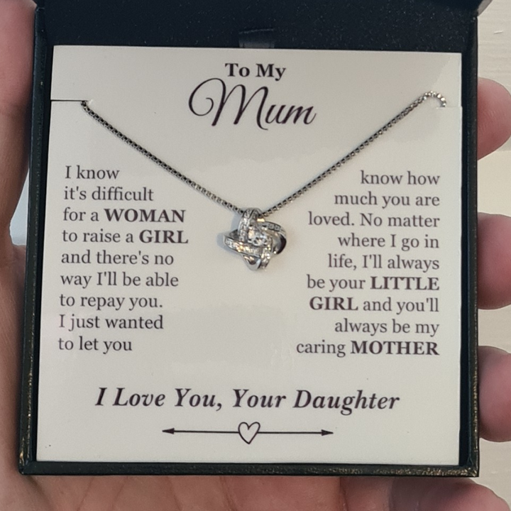 To My Mum - Little Girl - Happy Mother's Day - Loveknot Necklace