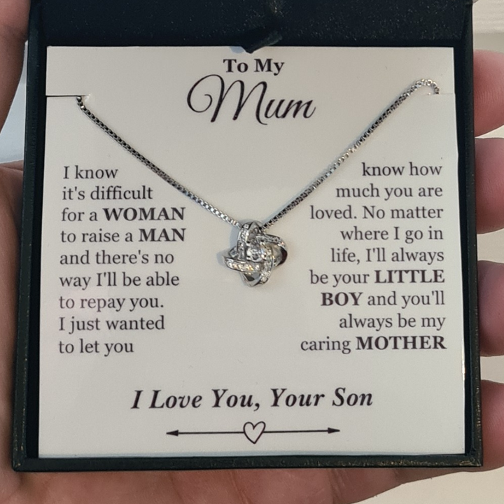 To My Mum - Little Boy - Happy Mother's Day - Loveknot Necklace