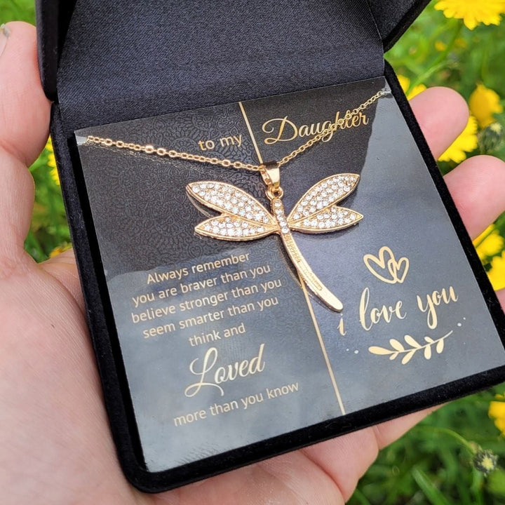 To My Daughter - Always Remember - Dragonfly Necklace